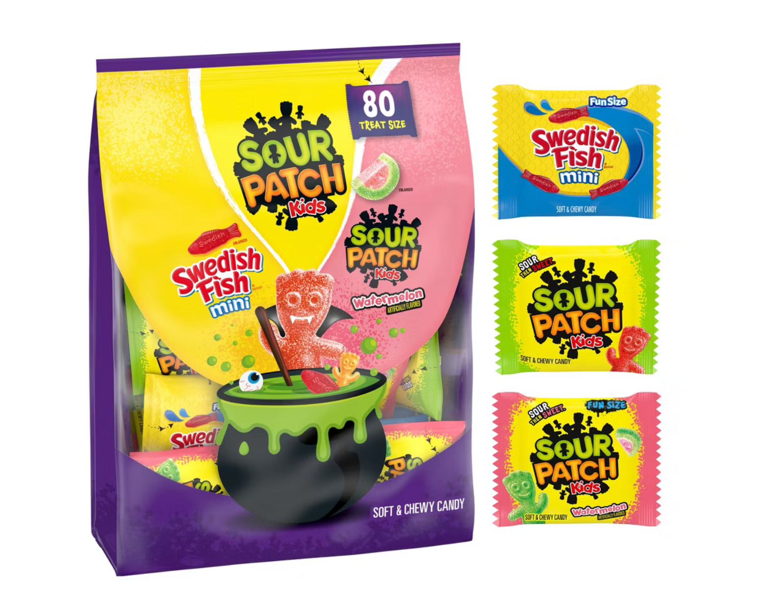 SOUR PATCH KIDS Watermelon & Swedish Fish Halloween Candy Variety Pack