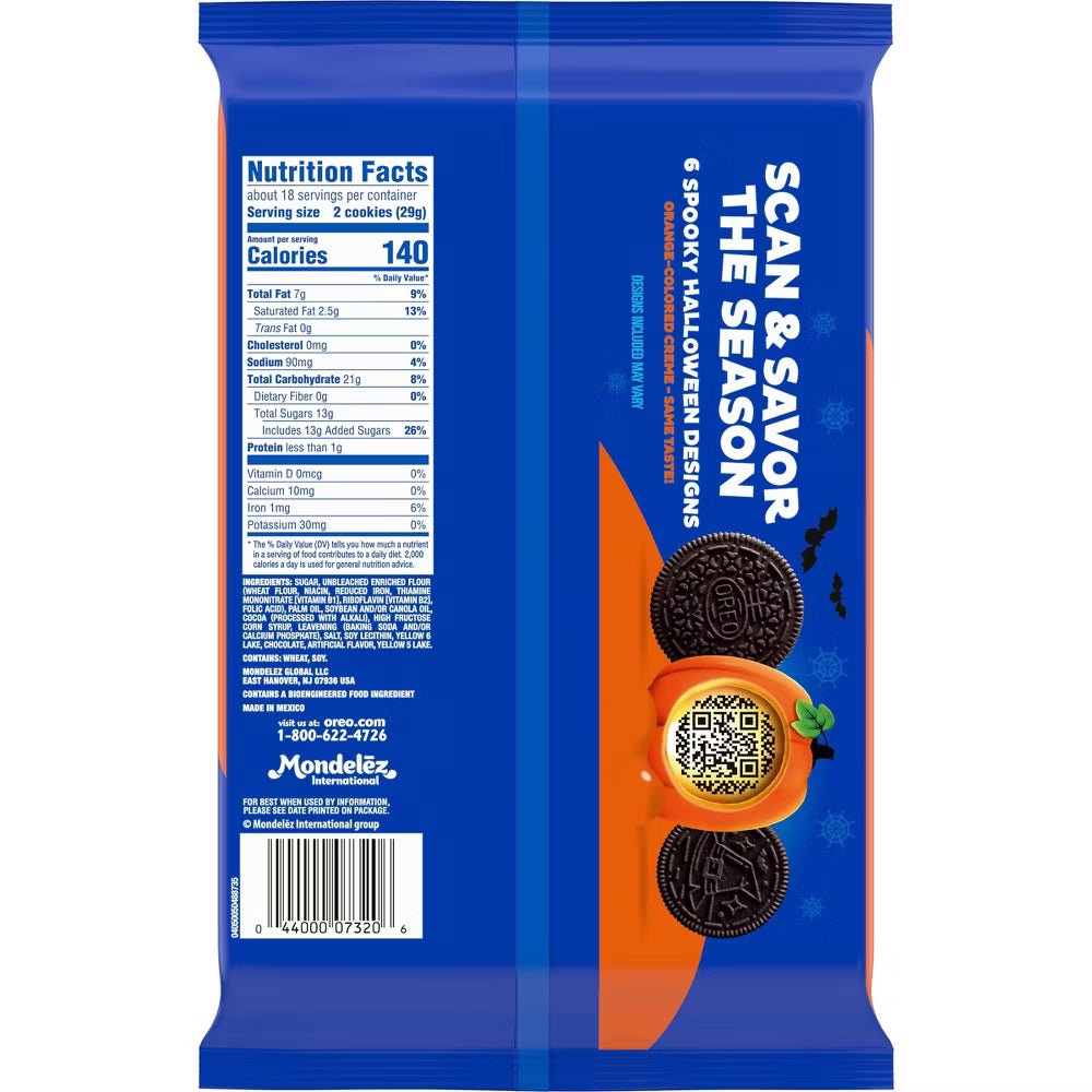 Oreo Halloween Boo! Orange Crème Cookies Family Size - 18.71oz